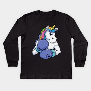 Unicorn at Boxing with Boxing gloves Kids Long Sleeve T-Shirt